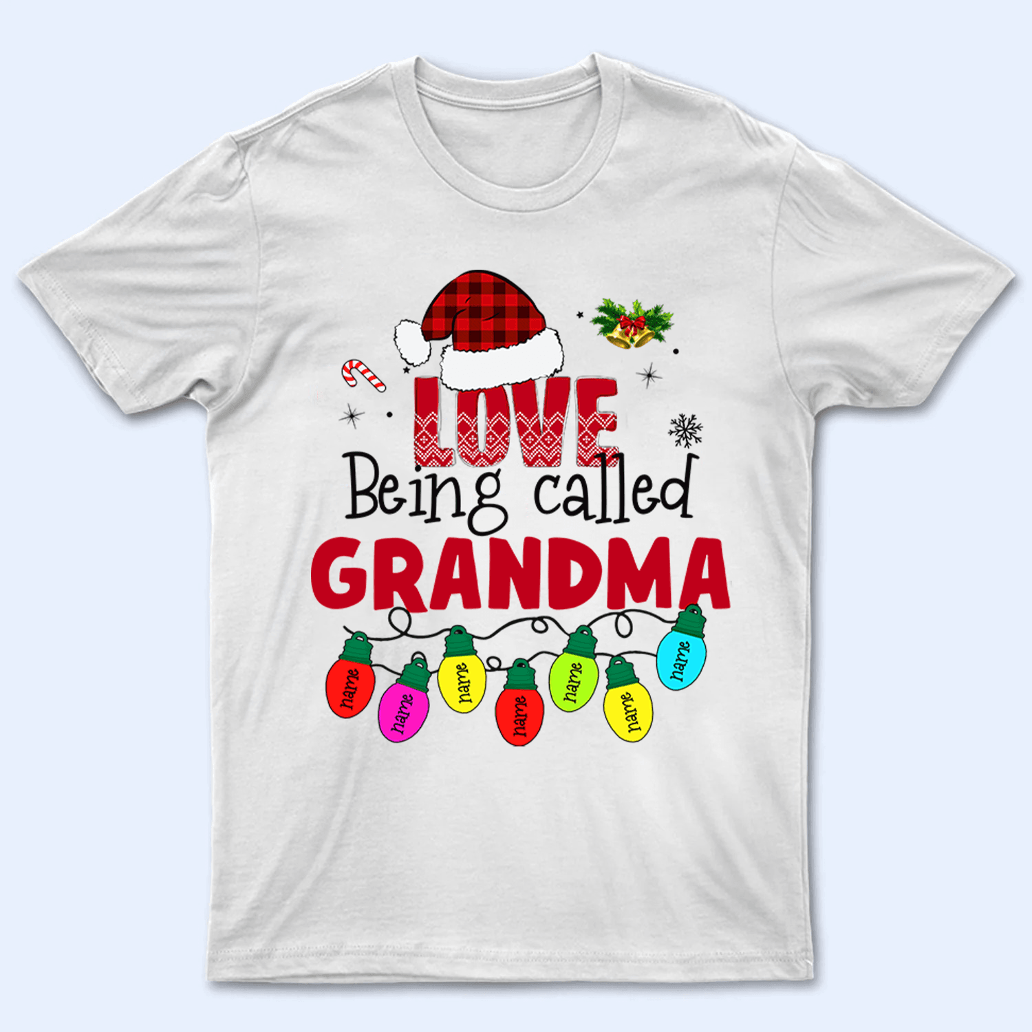 Love Being Called Grandma - Christmas With Lights Kids - Personalized Custom T Shirt - Birthday, Loving, Funny Gift for Grandma/Nana/Mimi, Mom, Wife, Grandparent - Suzitee Store