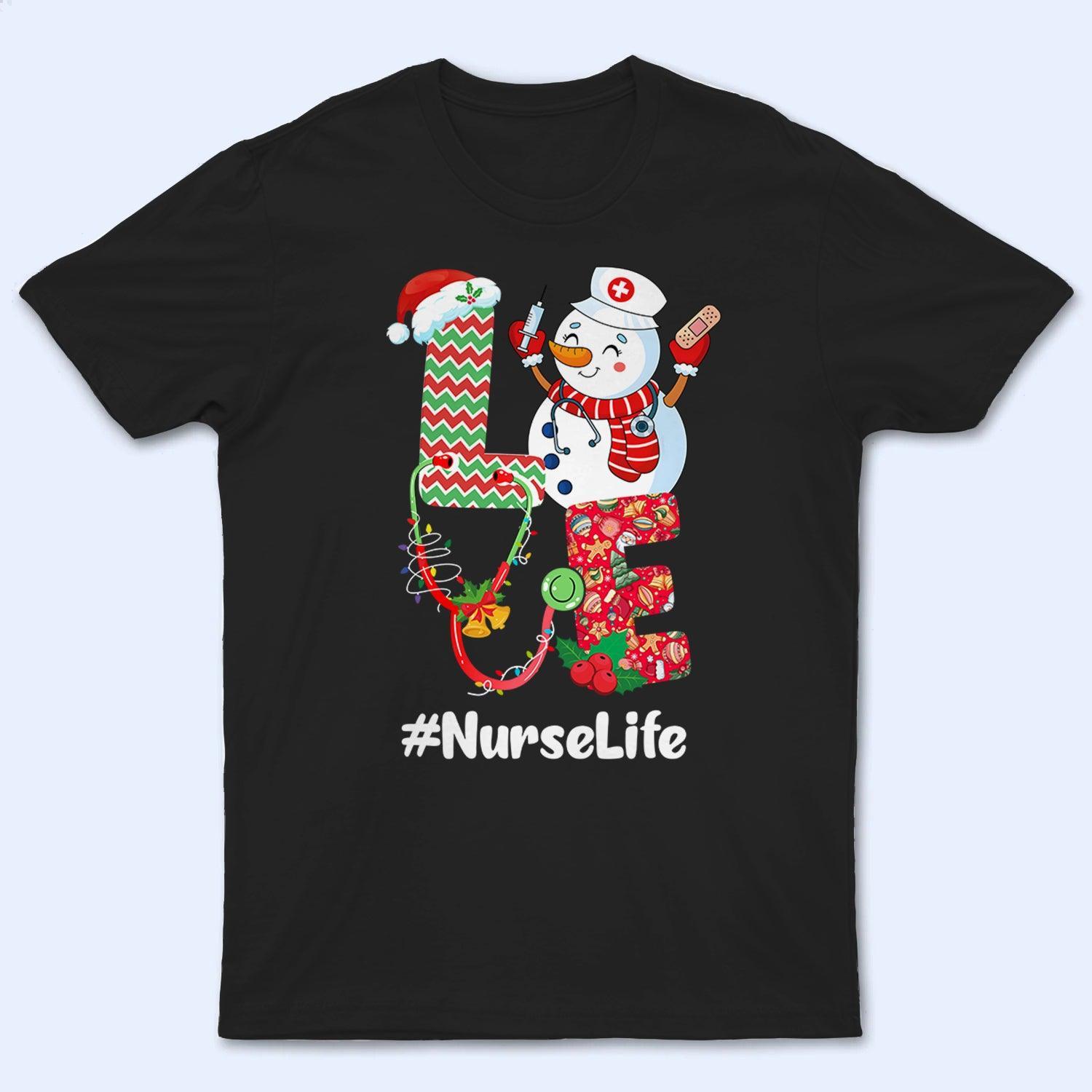 LOVE Christmas - Personalized Custom T Shirt - Birthday, Loving, Funny Gift for Nurse, CNA, Healthcare, Registered RN - Suzitee Store