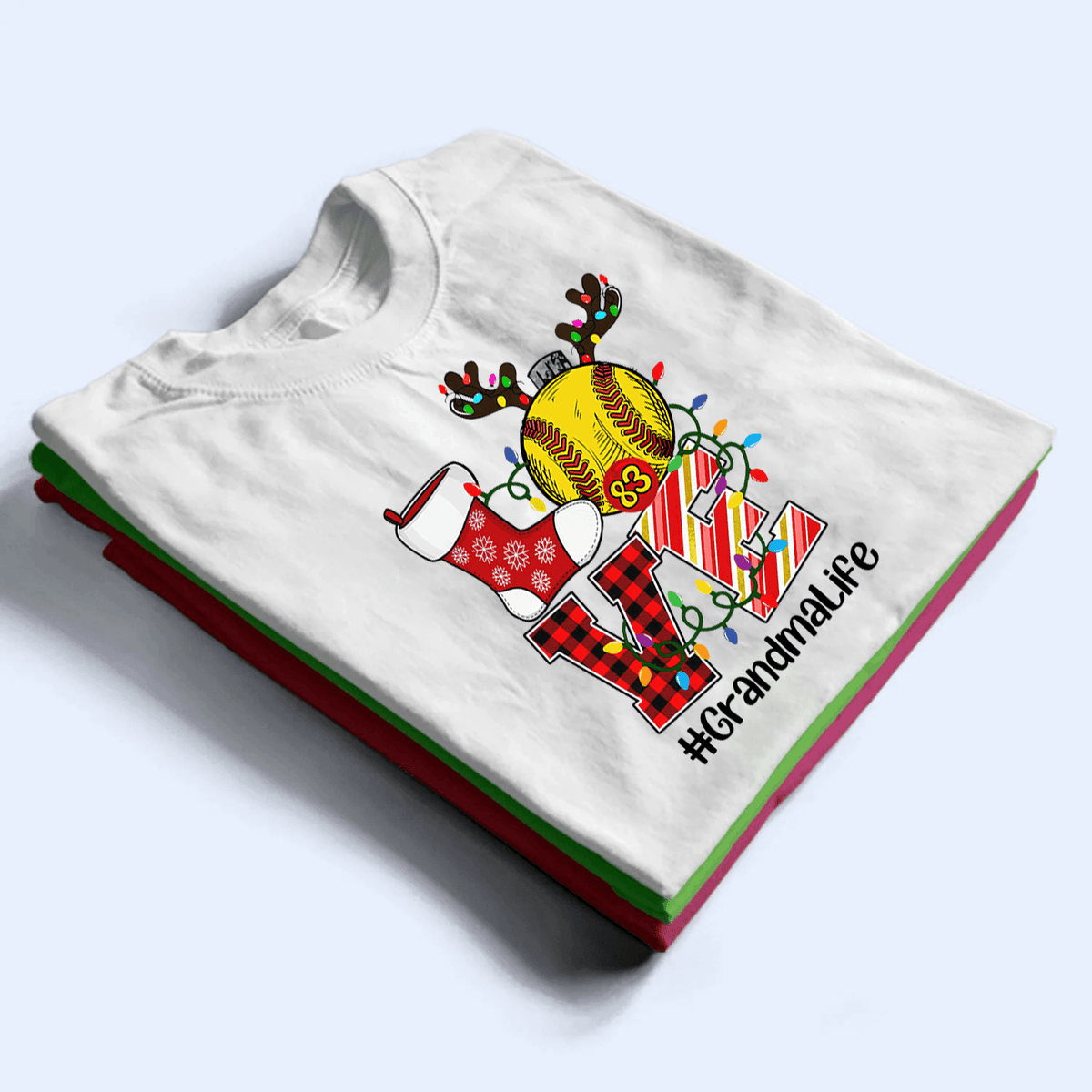 Love Grandma Life - Christmas Baseball Grandma - Personalized Custom T Shirt - Birthday, Loving, Funny Gift for Grandma/Nana/Mimi, Mom, Wife, Grandparent - Suzitee Store