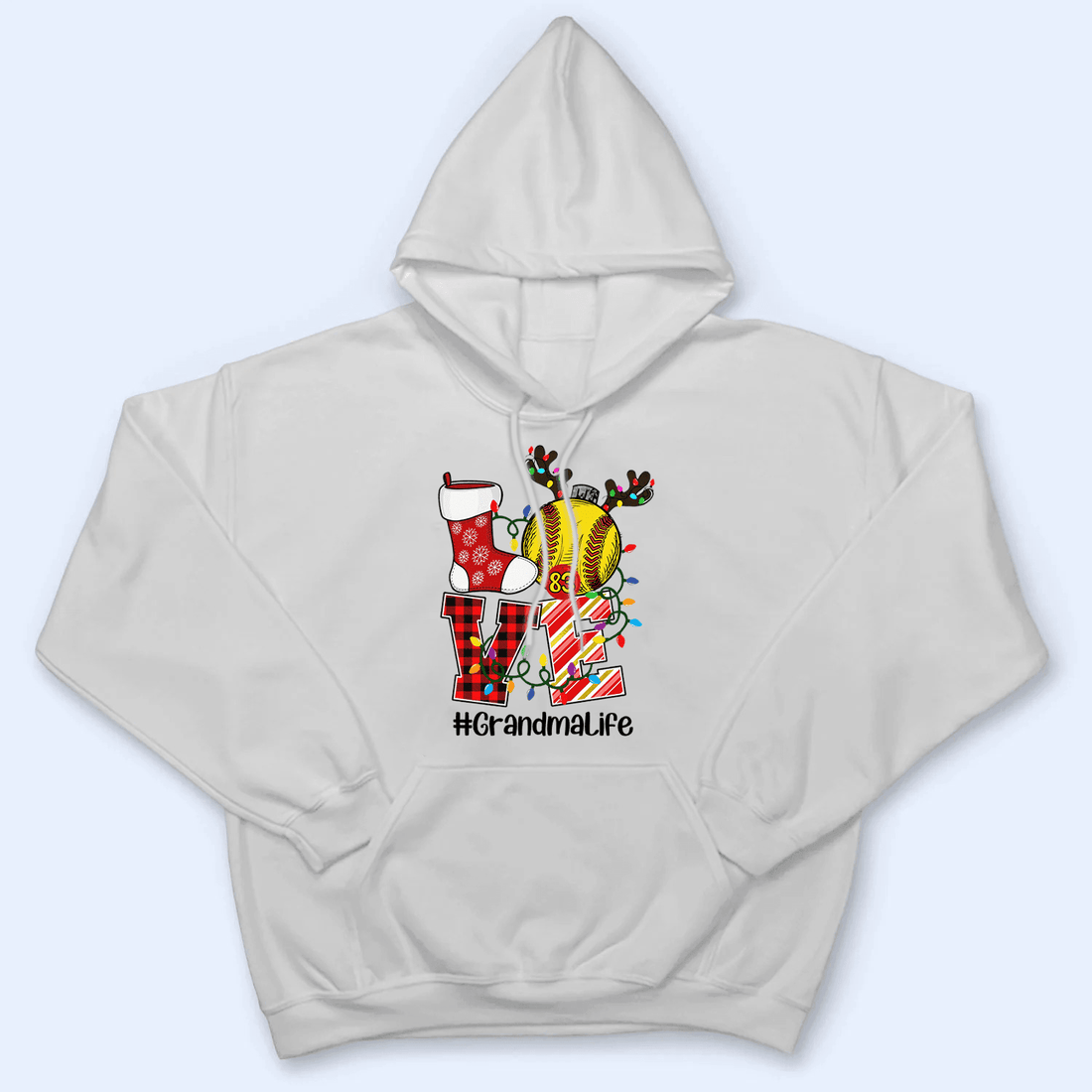 Love Grandma Life - Christmas Baseball Grandma - Personalized Custom T Shirt - Birthday, Loving, Funny Gift for Grandma/Nana/Mimi, Mom, Wife, Grandparent - Suzitee Store