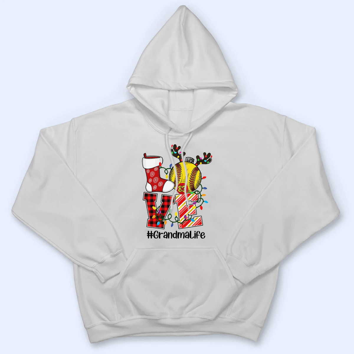 Love Grandma Life - Christmas Baseball Grandma - Personalized Custom T Shirt - Birthday, Loving, Funny Gift for Grandma/Nana/Mimi, Mom, Wife, Grandparent - Suzitee Store