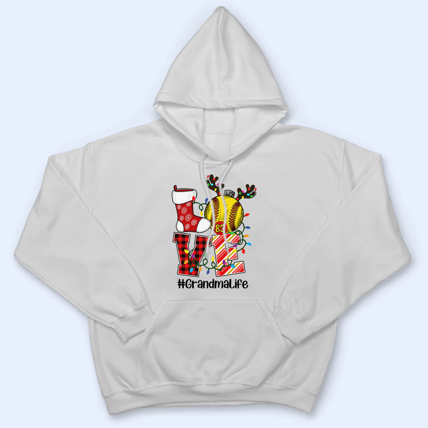 Love Grandma Life - Christmas Baseball Grandma - Personalized Custom T Shirt - Birthday, Loving, Funny Gift for Grandma/Nana/Mimi, Mom, Wife, Grandparent - Suzitee Store