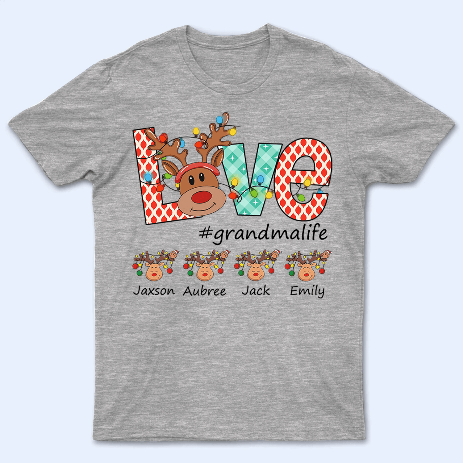 Love Little Reindeers - Personalized Custom T Shirt - Christmas, Birthday, Loving, Funny Gift for Grandma/Nana/Mimi, Mom, Wife, Grandparent - Suzitee Store