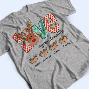 Love Little Reindeers - Personalized Custom T Shirt - Christmas, Birthday, Loving, Funny Gift for Grandma/Nana/Mimi, Mom, Wife, Grandparent - Suzitee Store