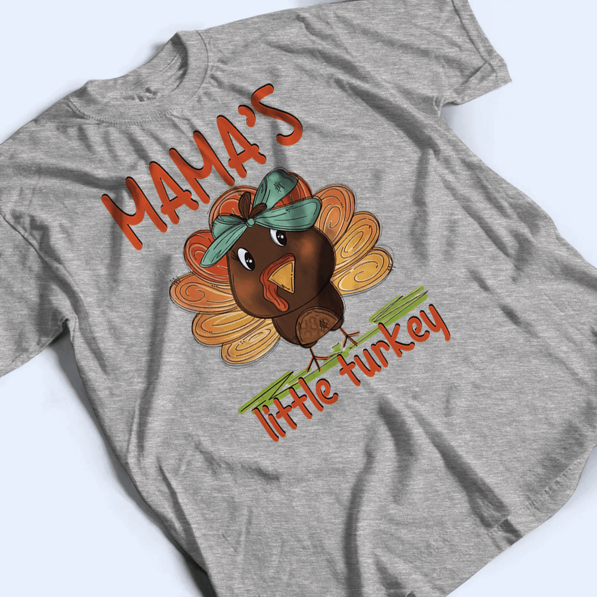 Mama's Little Turkey Thanksgiving - Personalized Custom T Shirt - Birthday, Loving, Funny Gift for Grandma/Nana/Mimi, Mom, Wife, Grandparent - Suzitee Store