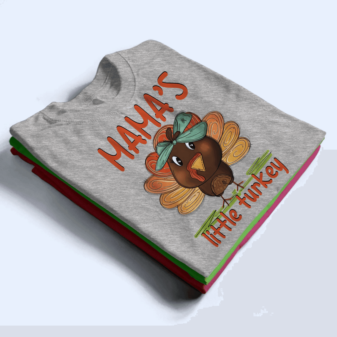 Personalized Mama's Little Turkey Thanksgiving t-shirt, alternate view 3