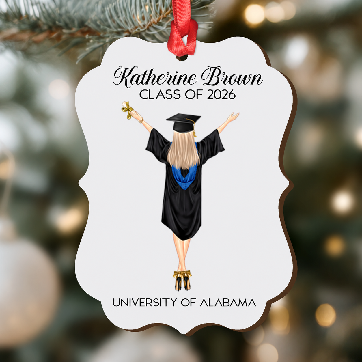 Graduation Ornament Class Of 2026 - Personalized Wood Ornament - Graduation Motivation Gift For Her/Him, Daughter/Son, Grad Ceremony, Commencement