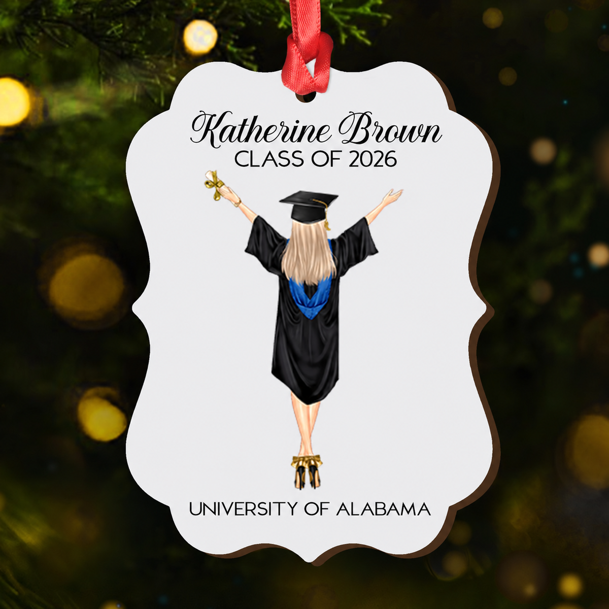Graduation Ornament Class Of 2026 - Personalized Wood Ornament - Graduation Motivation Gift For Her/Him, Daughter/Son, Grad Ceremony, Commencement