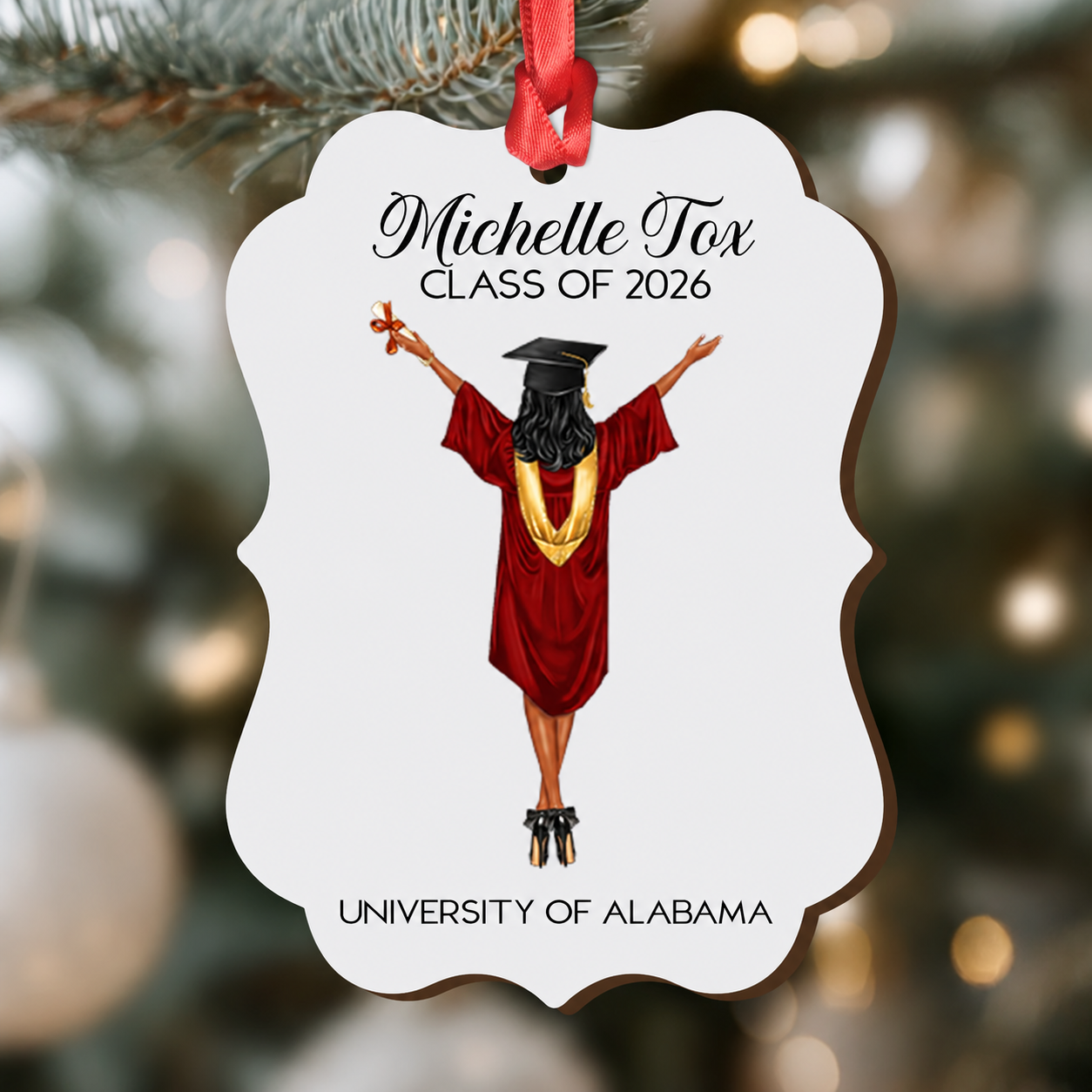 Graduation Ornament Class Of 2026 - Personalized Wood Ornament - Graduation Motivation Gift For Her/Him, Daughter/Son, Grad Ceremony, Commencement