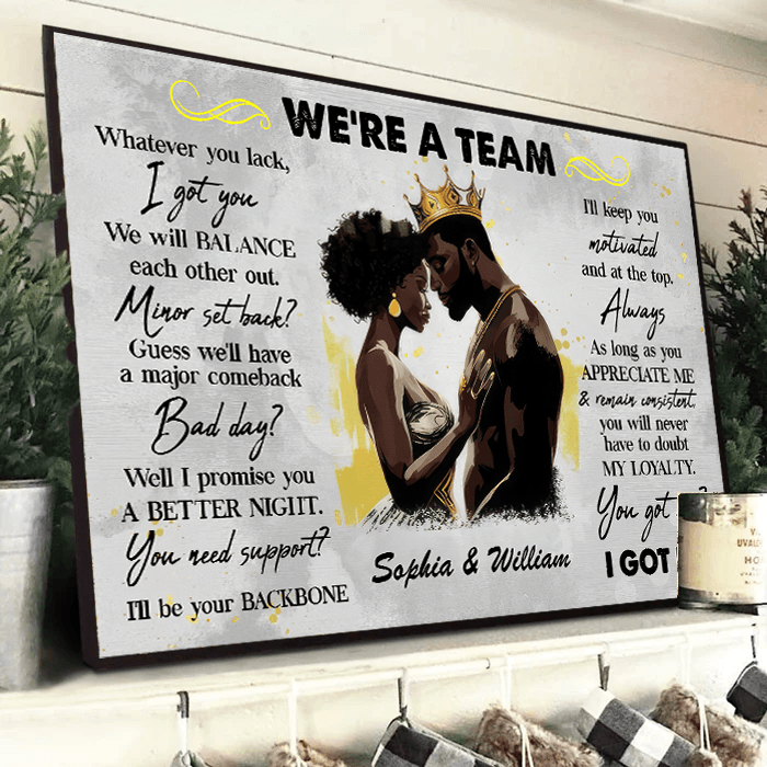 Custom Photo We're A Team I Got Us Black African Couple - Personalized Family Gift For Black Couple, Valentine, Anniversary, Husband Wife, Her/Him, Grandma/Grandpa, Grandparent | Poster