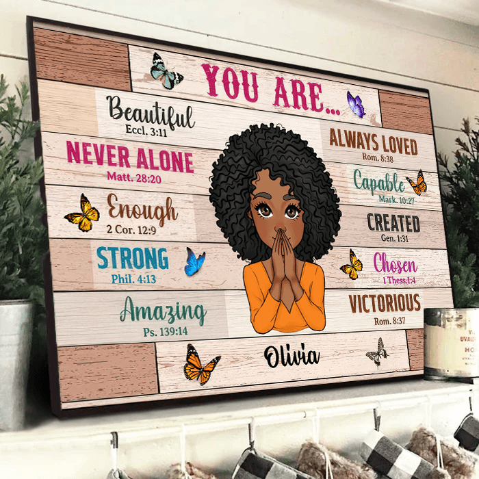 You Are Beautiful Woman - Personalized Horizontal Poster - Gift for Black Woman, Black Girl, African American, Black History Month, Juneteenth - Suzitee Store