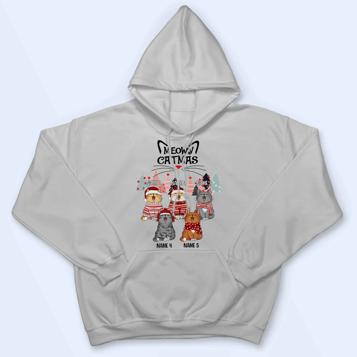 Meowy Catmas - Christmas Cat With Pine Trees - Personalized Cat Christmas T-shirt - Birthday, Loving, Funny Gift for Cat Mom, Cat Dad, Cat Lovers, Pet Gifts for Him, Her - Suzitee Store