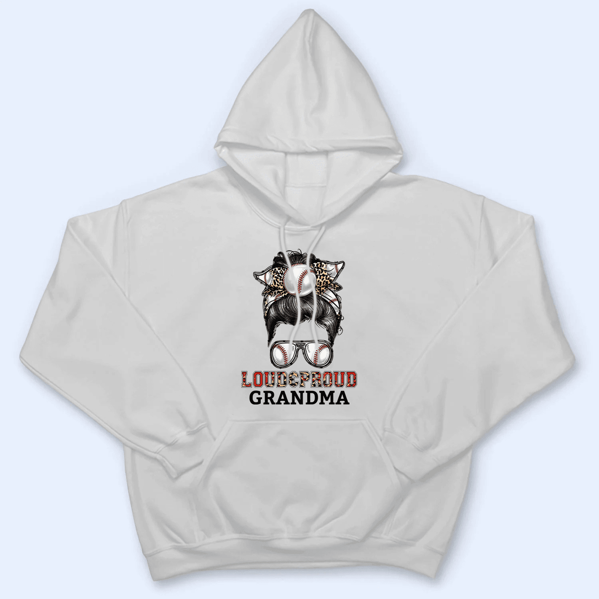 Messy Bun Bandana Sport Mom Loud and Proud - Personalized Custom T Shirt - Baseball/Softball/Football Gift for Grandma/Nana/Mimi, Mom, Wife, Grandparent - Suzitee Store