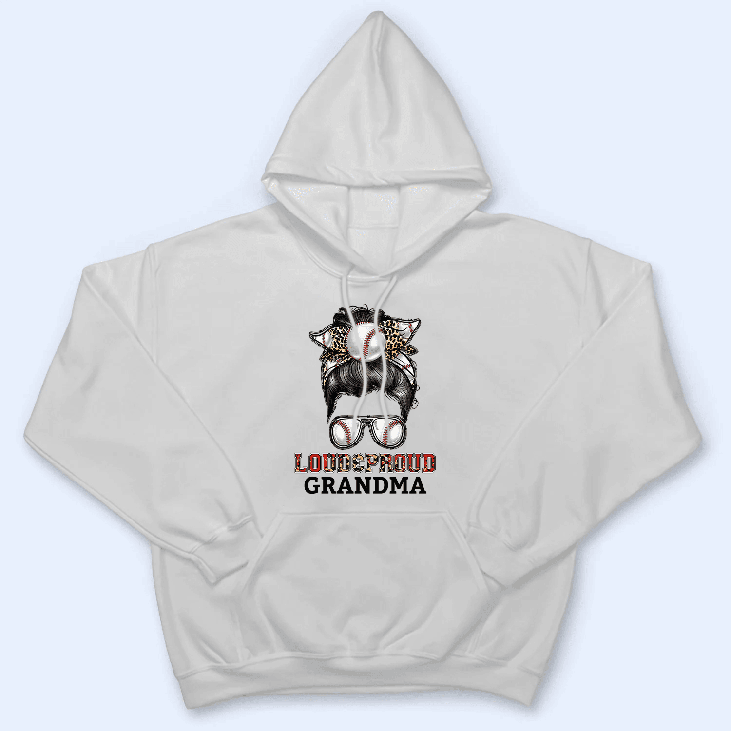 Messy Bun Bandana Sport Mom Loud and Proud - Personalized Custom T Shirt - Baseball/Softball/Football Gift for Grandma/Nana/Mimi, Mom, Wife, Grandparent - Suzitee Store