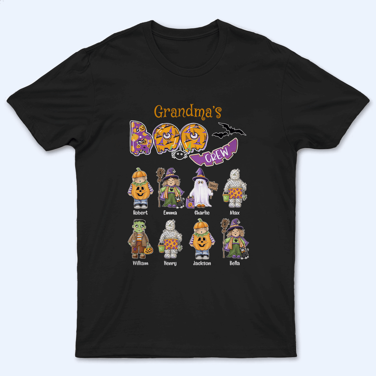 Grandma&#39;s Boo Crew - Personalized Custom T Shirt - Halloween Gift for Grandma/Nana/Mimi, Mom, Wife, Grandparent