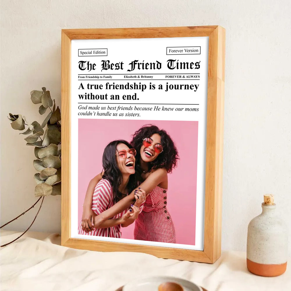 Custom Photo Newspaper The BFF Times - Personalized Poster/Canvas Prints - Gift For Her, Besties, Friends, Sister