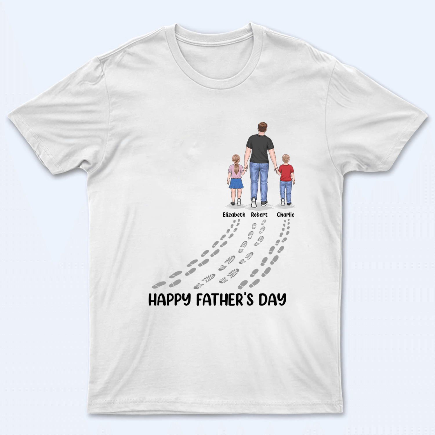 Fathers And Childs Footprints - Personalized Custom T Shirt - Father's Day Gift for Dad, Papa, Grandpa, Daddy, Dada - Suzitee Store