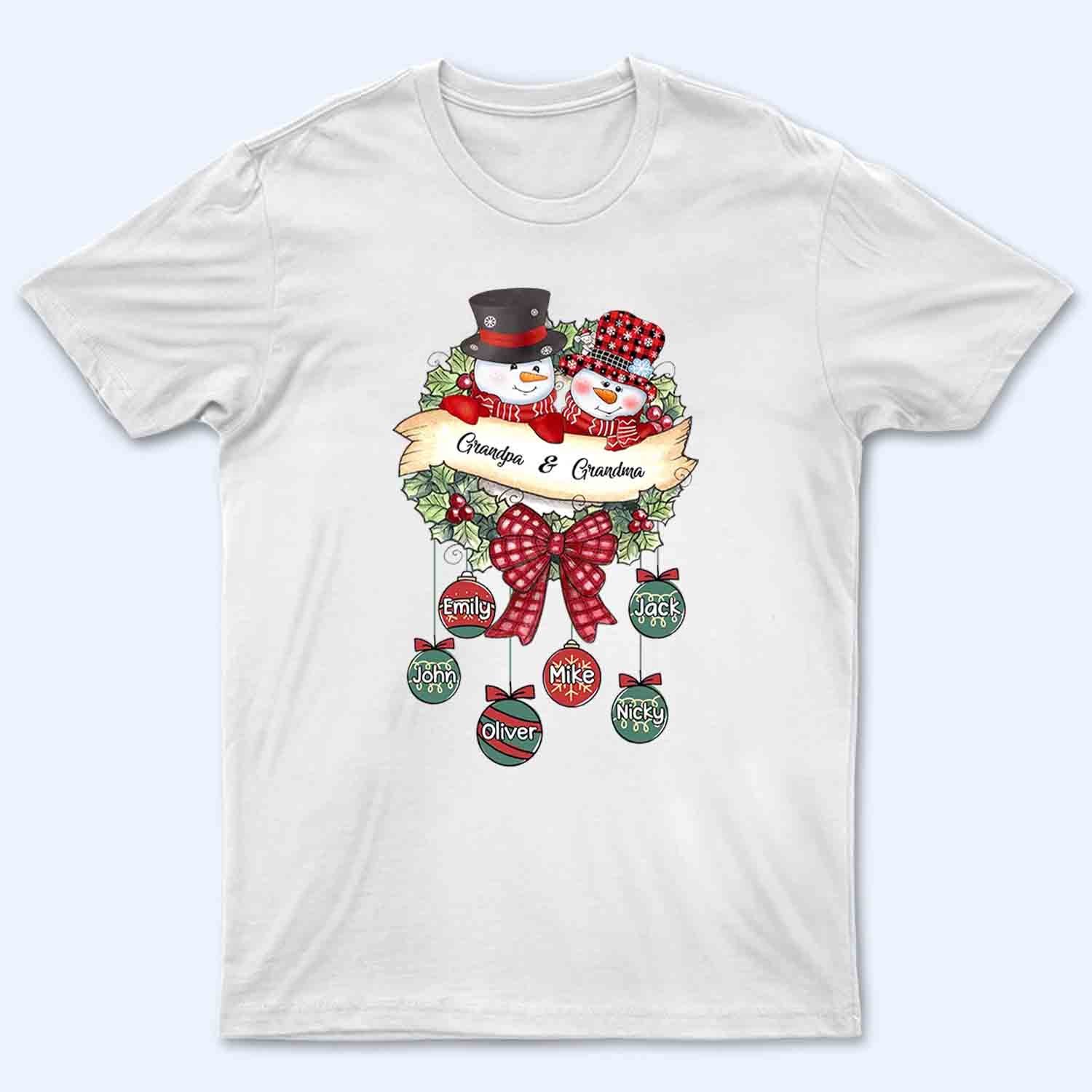 Snowman Grandpa & Grandma - Personalized Custom Shirt - Christmas Gift For Grandpa/Grandma, Mom/Dad