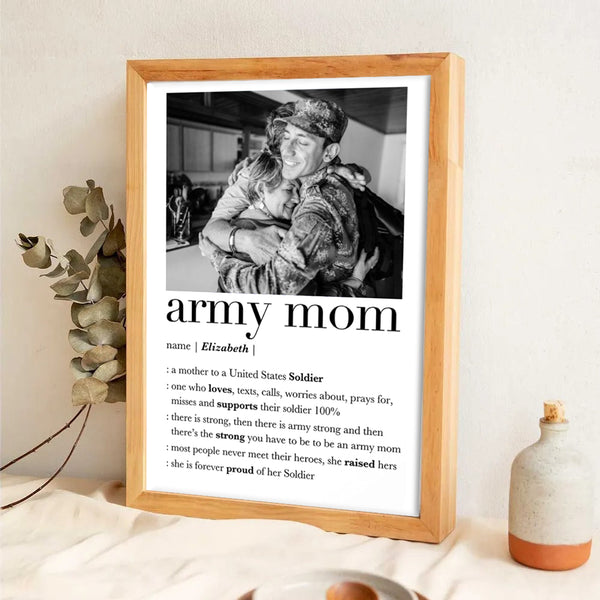 Custom Photo Army Mom - Personalized Poster/Canvas Prints - Gift For Soldier Mother, Mothers Day Gift