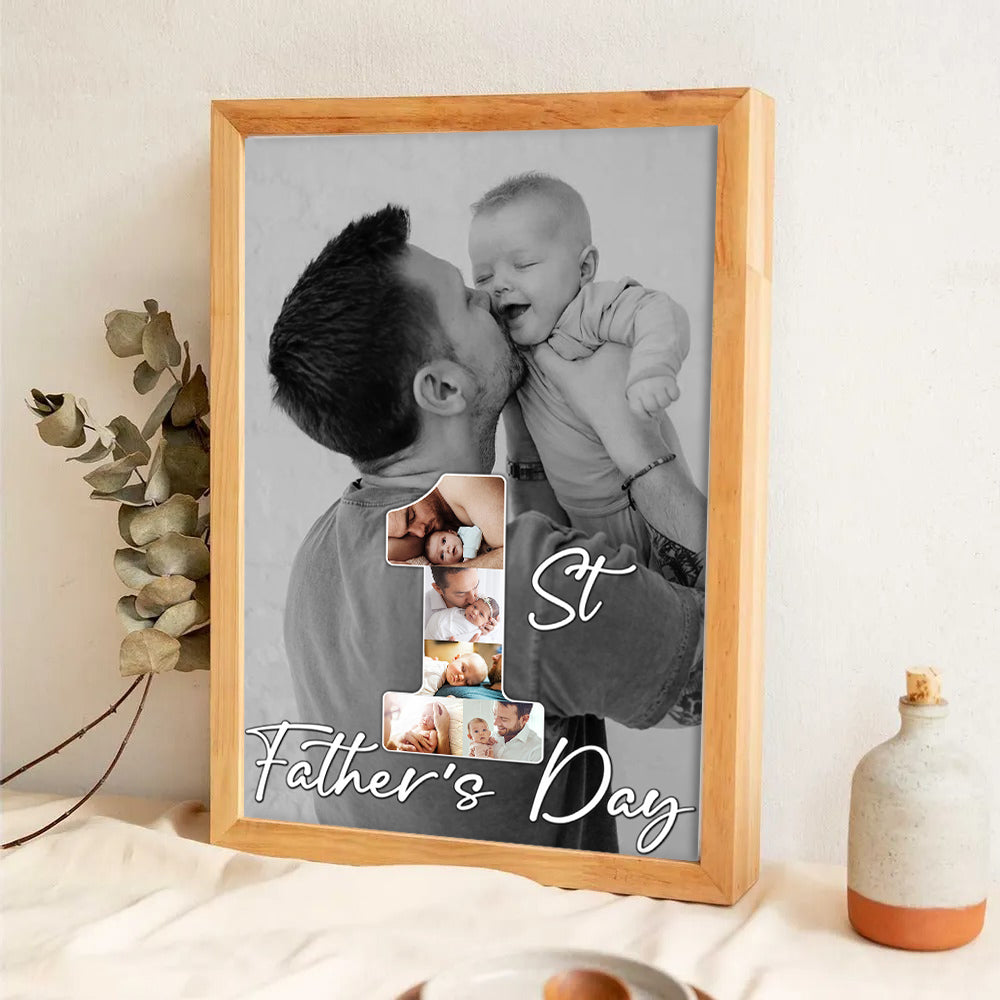 Custom Photo 1st Father's Day - Personalized Poster/Canvas - New Dad Gift From Wife, First Father's Day
