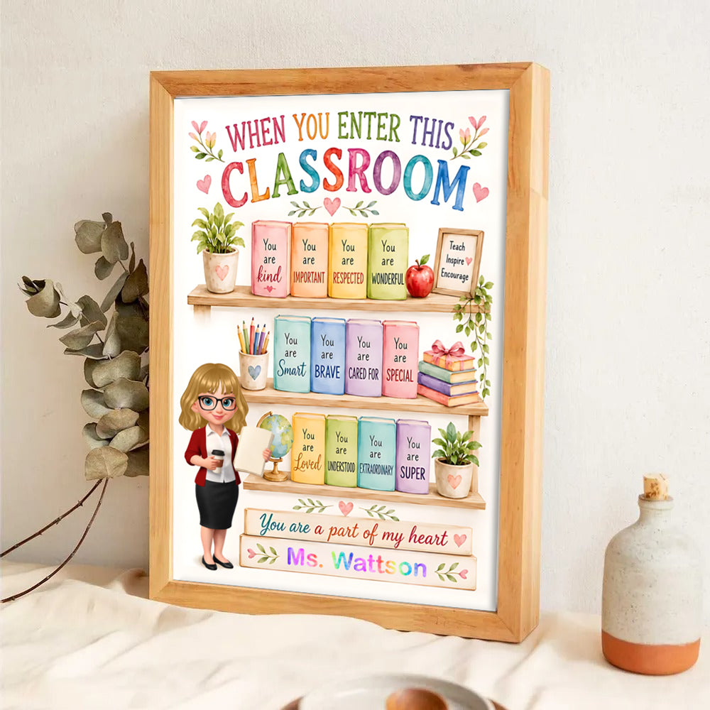 When You Enter This Classroom Teacher Affirmation - Personalized Poster/Canvas Prints - Back To School, 1st Day of School - Custom Gift For Teachers &amp; Educators, Classroom Decoration