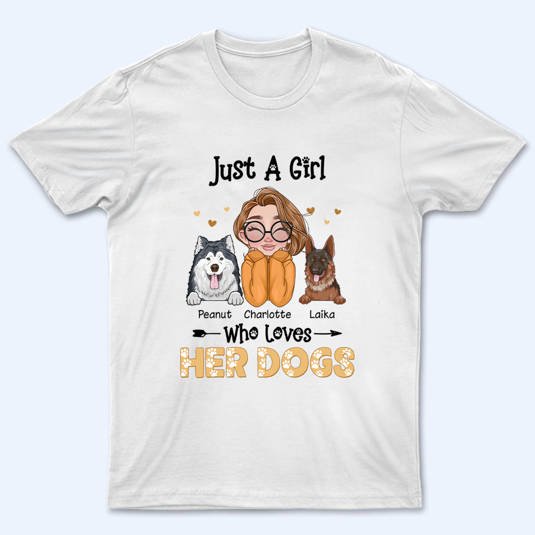 Personalized Just A Girl Who Loves Her Dogs t-shirt, alternate view 2