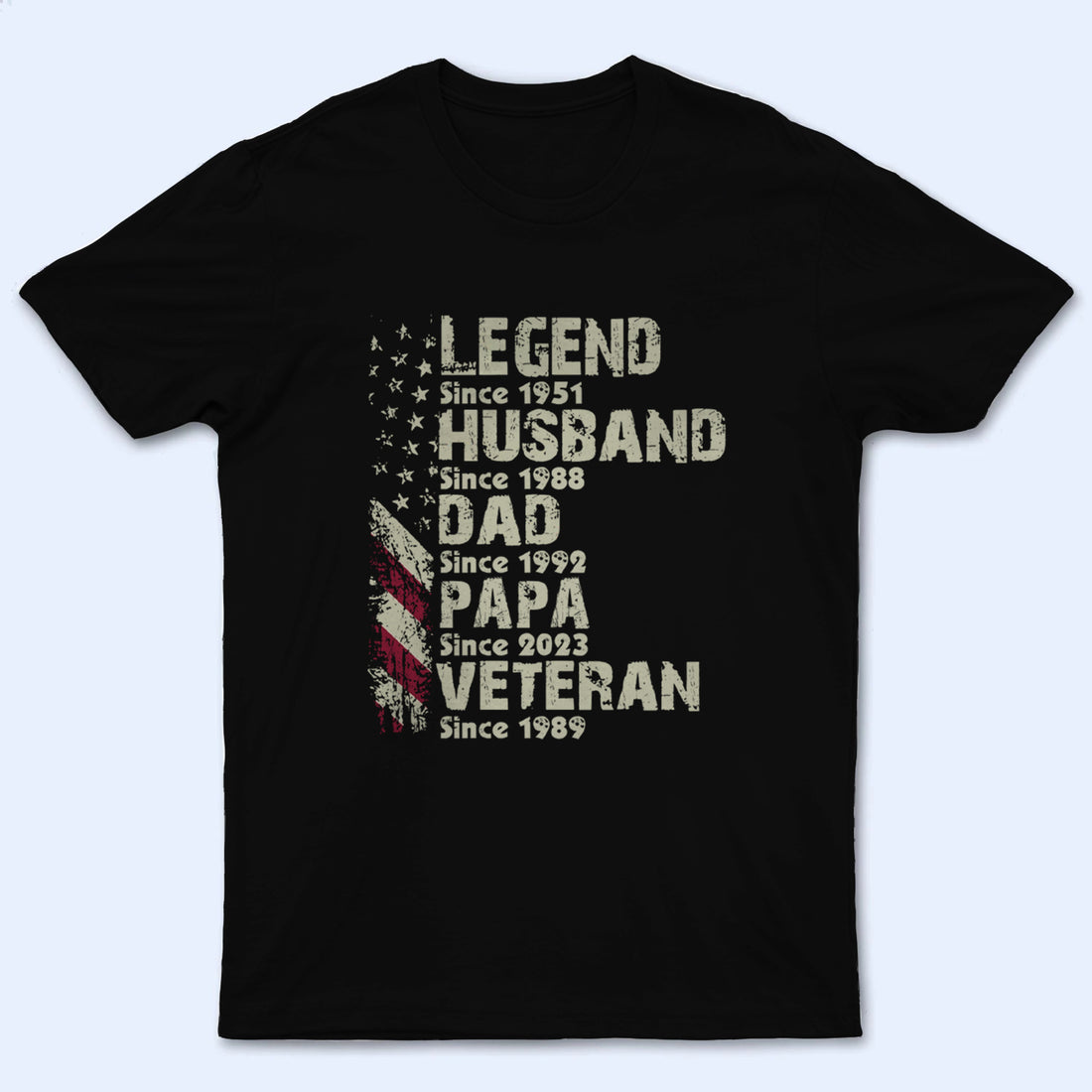 Personalized Legend Husband Dad Papa Veteran Since t-shirt, alternate view 3