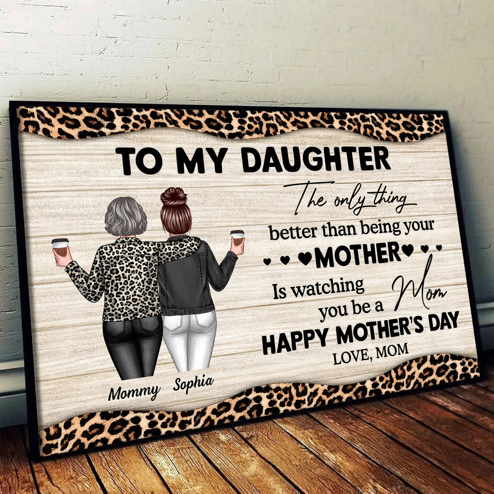 Leopard Pattern To My Daughter From Mom - Personalized Poster/Canvas - Mother's Day Gift For Daughter
