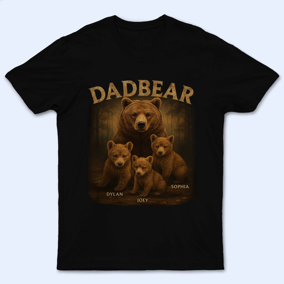 Papa Bear, Always There To Protect His Cubs - Personalized Custom T Shirt - Father's Day Gift for Dad, Papa, Grandpa, Daddy