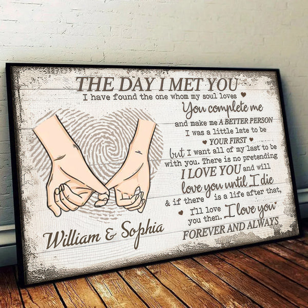 Custom Photo The Day I Met You | Personalized Gift For Couples, Valentine, Anniversary, Husband Wife, Girlfriend, Boyfriend, Her/Him | Canvas Prints