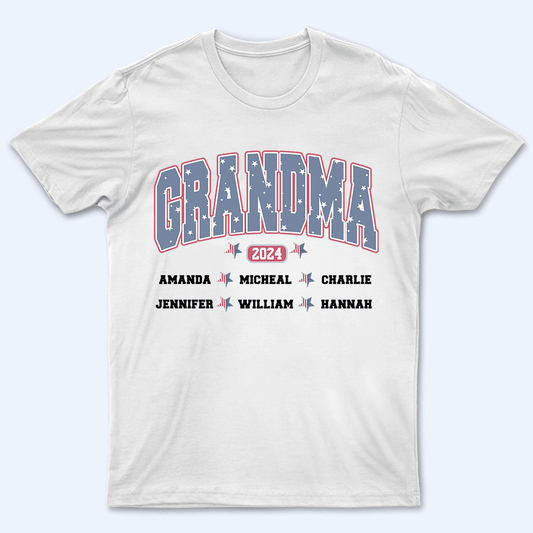 4th of July Grandma EST - Personalized Custom T Shirt - Gift for Grandma/Nana/Mimi, Mom, Wife, Grandparent