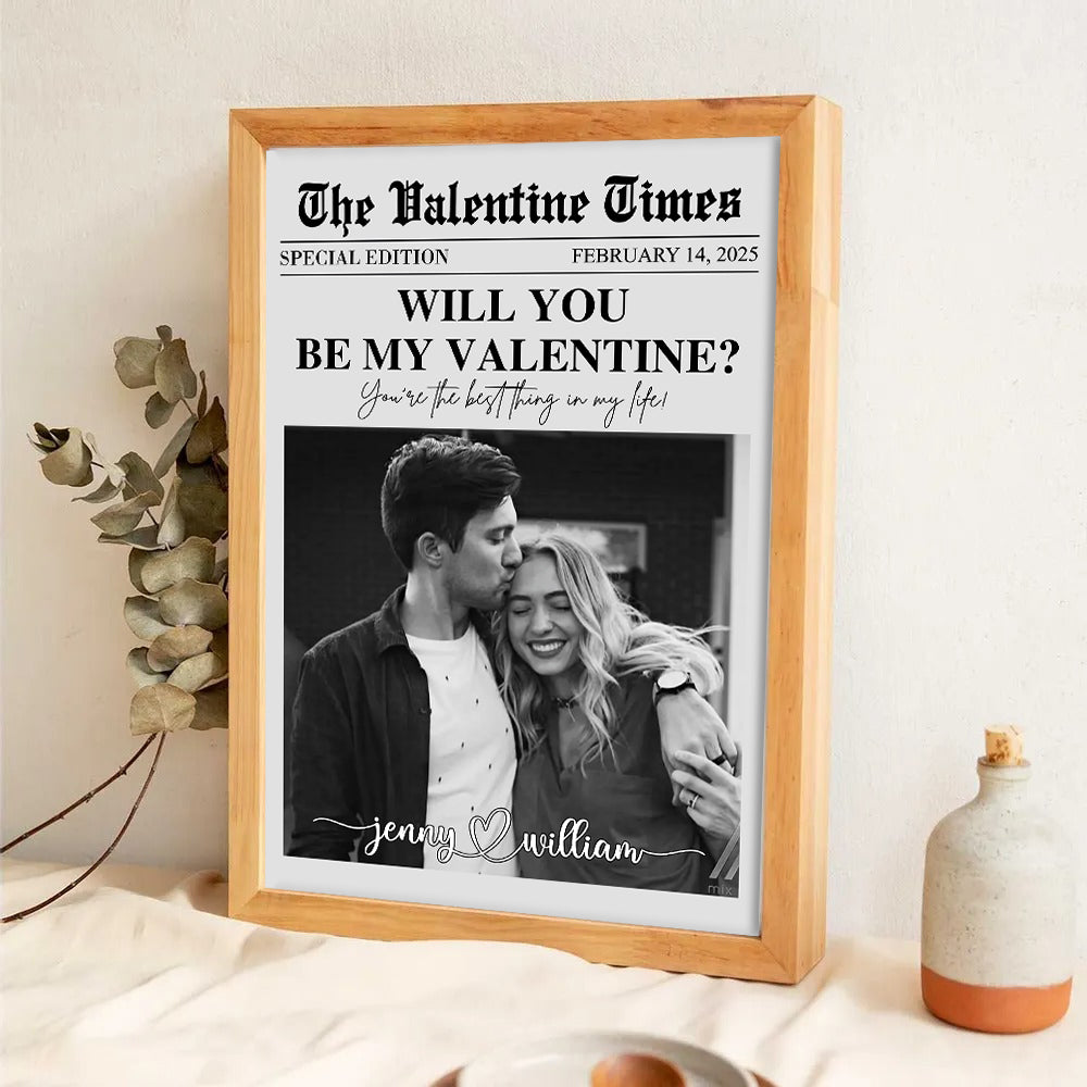 Will You Be My Valentines Personalized Poster/Canvas Print Gift For Her/Him, Husband/Wife, Couples on Anniversary, Valentine's Day