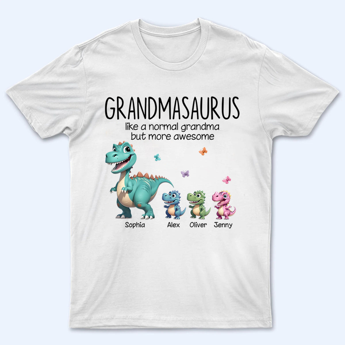 Grandmasaurus And Kids 3D Effect Dinosaurs - Personalized Custom T Shirt -  Gift for Grandma, Nana, Grammy