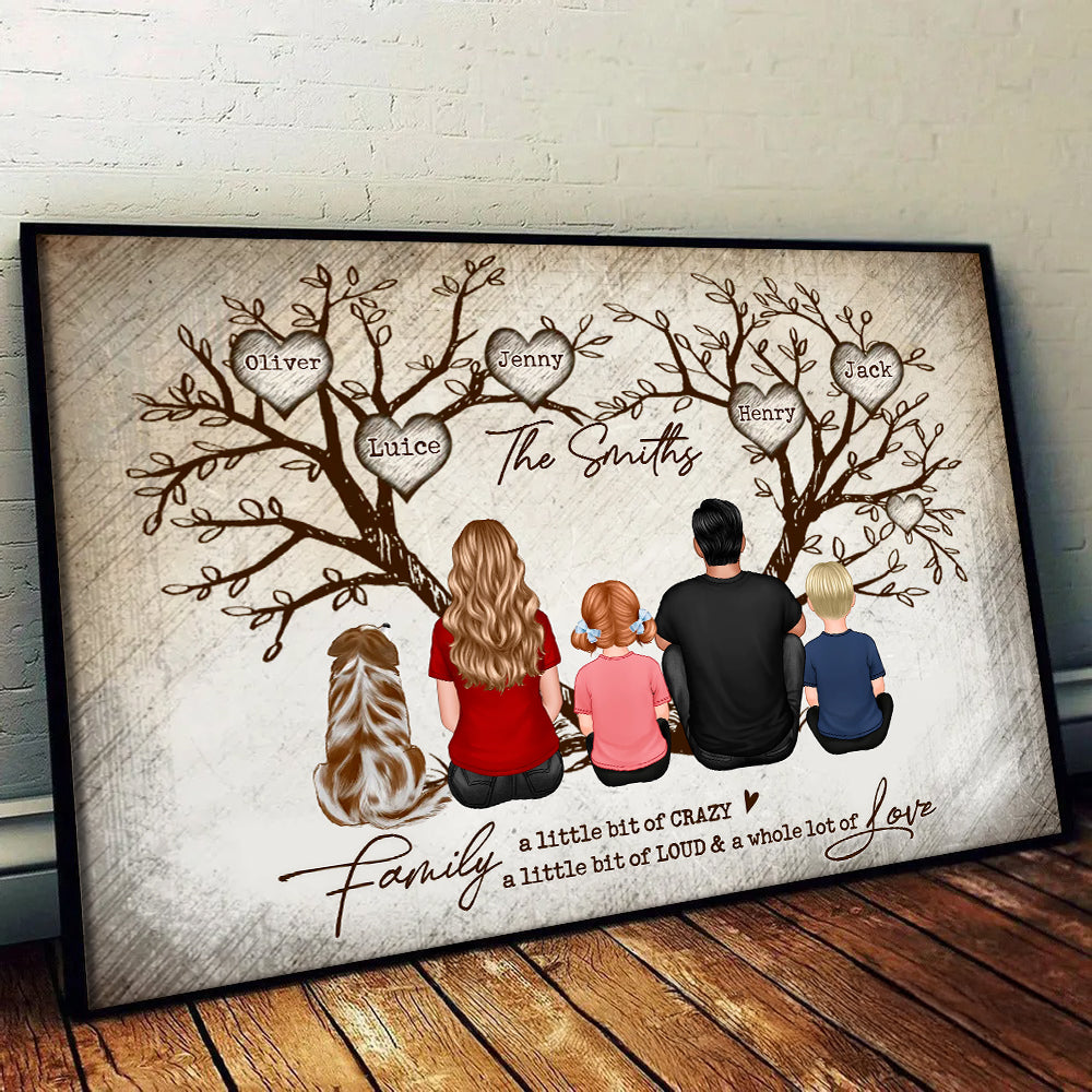 Custom Family Heart Tree Wall Art: Personalized Canvas with Up to 9 Kids and Pets - Unique Anniversary or Housewarming Gift for Family Members