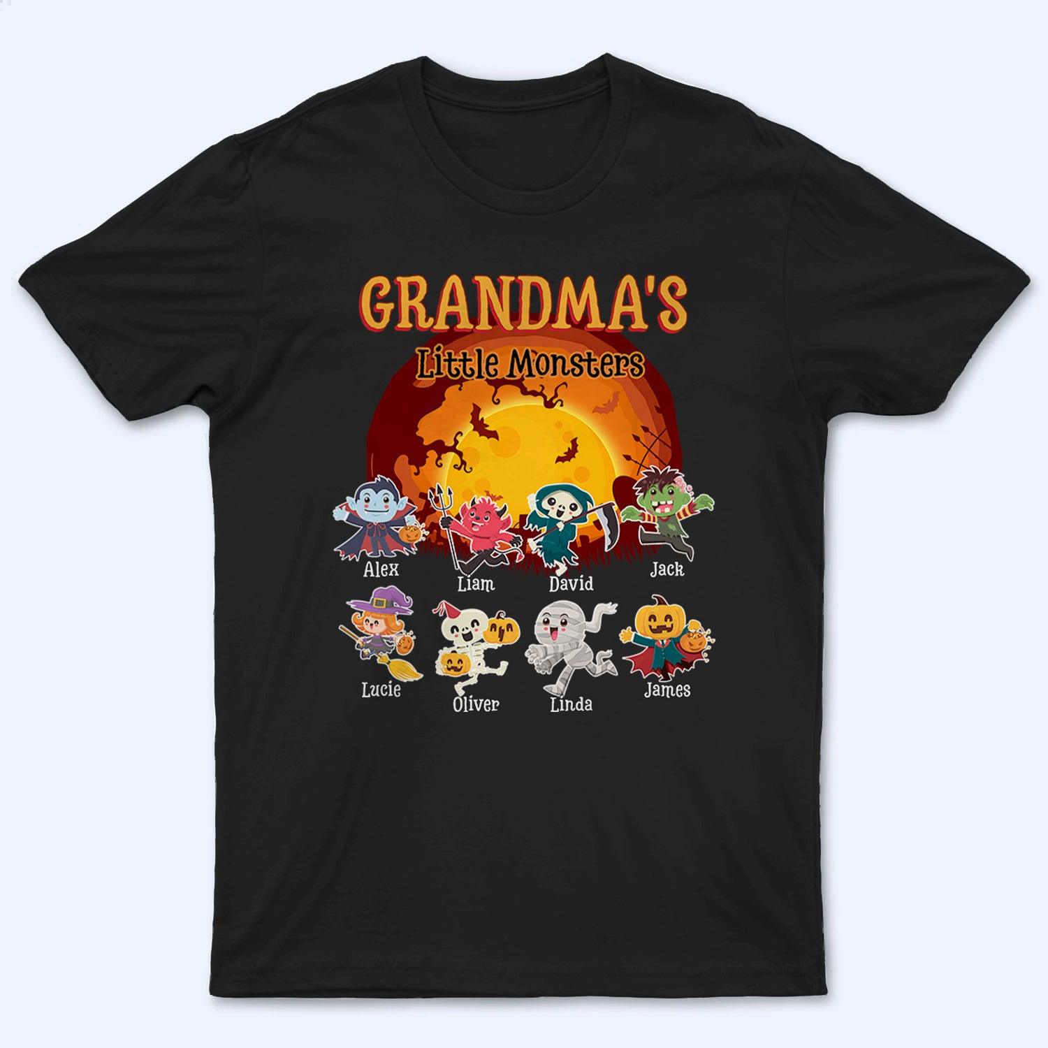 Grandma's Little Monsters - Personalized Custom T Shirt - Halloween Gift for Grandma/Nana/Mimi, Mom, Wife, Grandparent 2