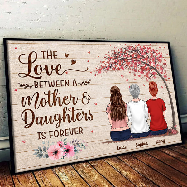 Mother & Son Daughter Forever Linked Together - Personalized Poster/Canvas Prints - Gift For Mom, Mother's Day
