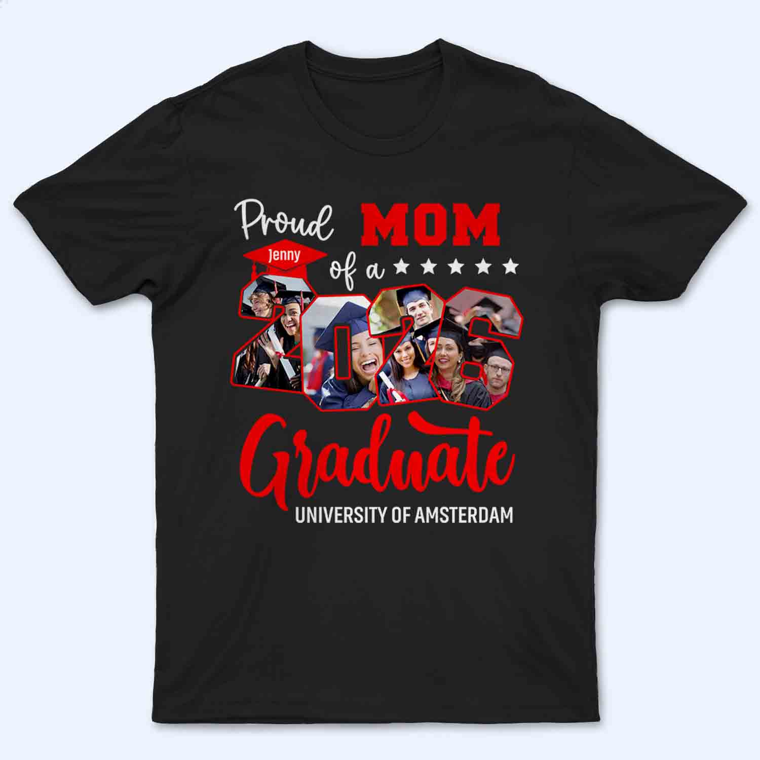 Custom Photo Proud Family Of 2025 Senior Graduation - Personalized Custom T Shirt - Gift for Grandma, Grandpa, Mom, Dad, Brother, Sister, Aunt, Uncle