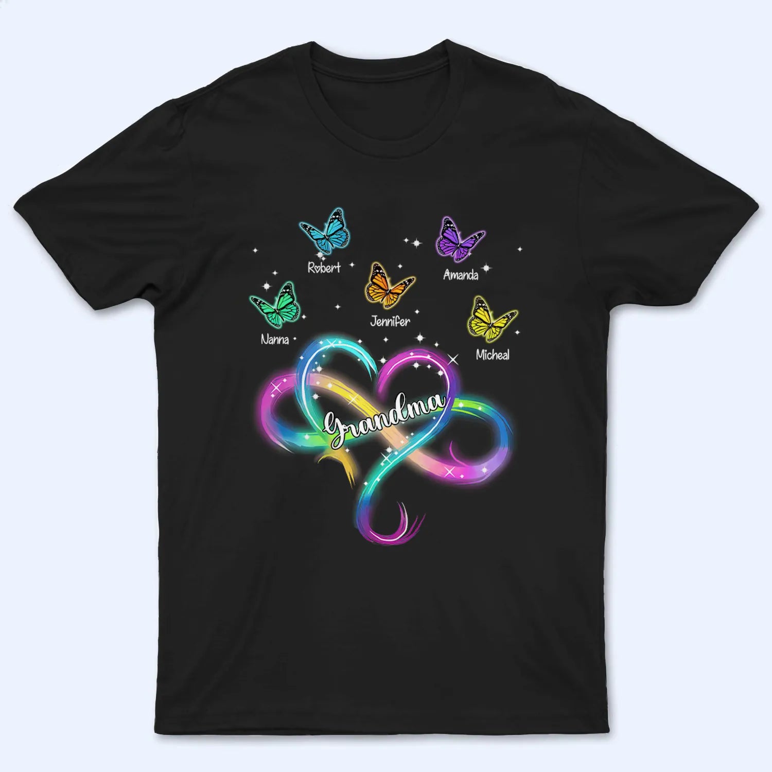 Grandma Infinity Heart - Personalized Custom T Shirt - Gift for Grandma/Nana/Mimi, Mom, Wife, Grandparent 2