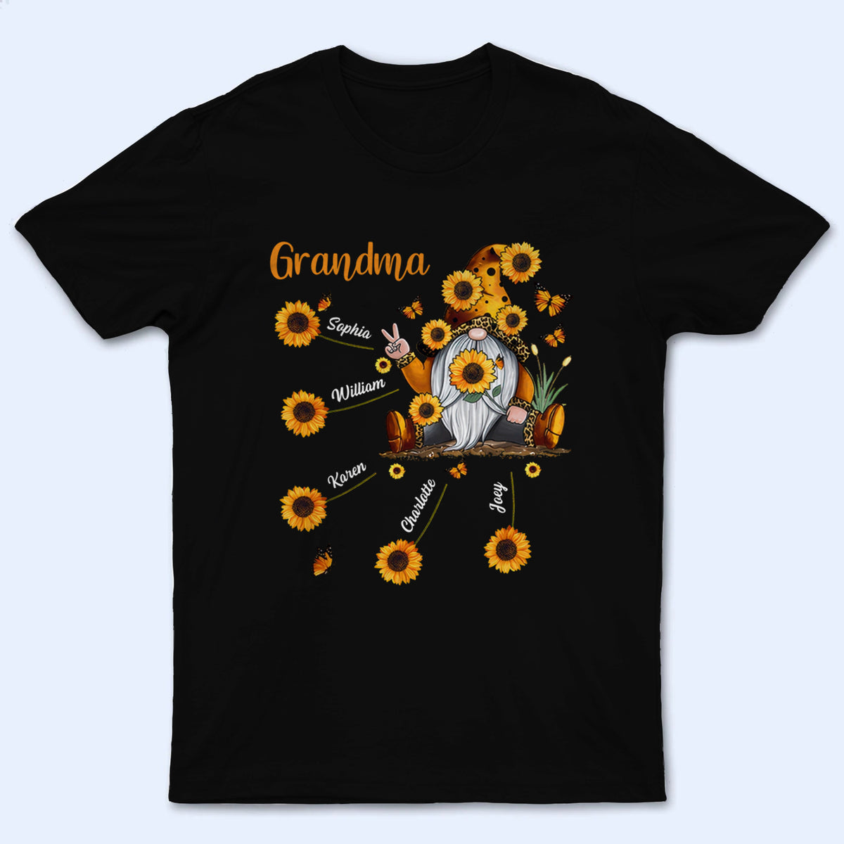 Grandma &amp; Sunflower Kids - Personalized Custom T Shirt - Gift For Mom, Grandma, Mama, Nana
