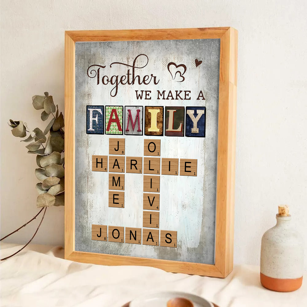 Together We Make A Family Crossword Art - Personalized Poster/Canvas Prints - Gift For Family Members, Mom and Dad