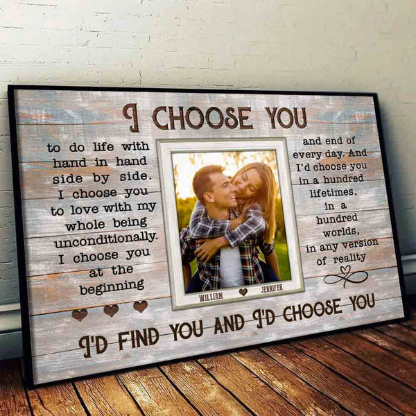 Couple's Custom Photo Wall Decor: Personalized "I Choose You" Canvas Print - Unique Wedding Anniversary or Birthday Gift for Spouse