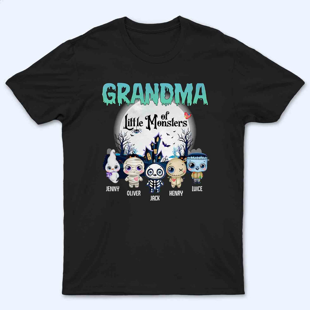 Grandma Of These Little Monsters - Personalized Custom T Shirt - Halloween Gift for Grandma/Nana/Mimi, Mom, Wife, Grandparent
