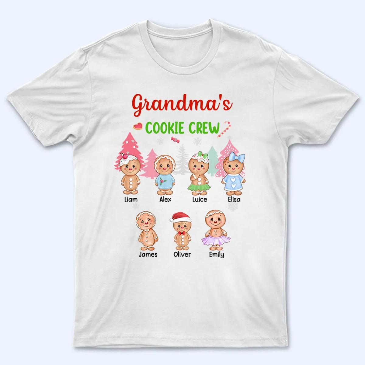 Grandma&#39;s Cookie Crew - Personalized Custom T Shirt - Christmas Gift For Grandma/Nana/Mimi, Mom, Wife, Grandparent