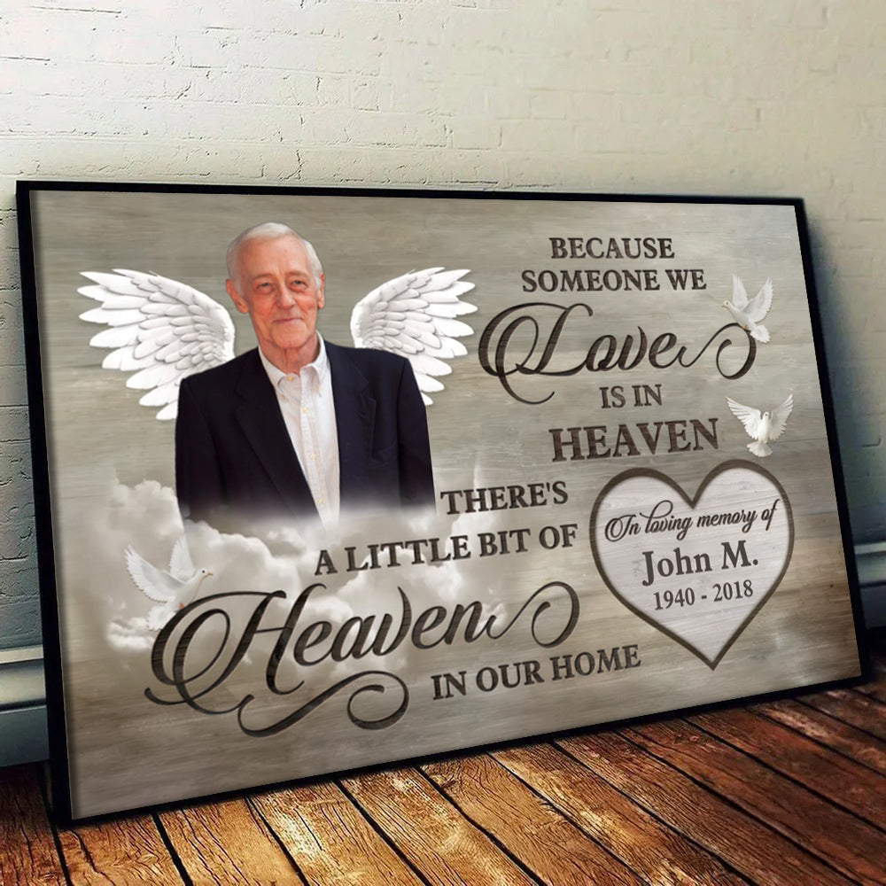 Loss of Dad, Husband | Custom Photo Love Is In Heaven - Memorial Gift - Personalized Canvas For Family Members
