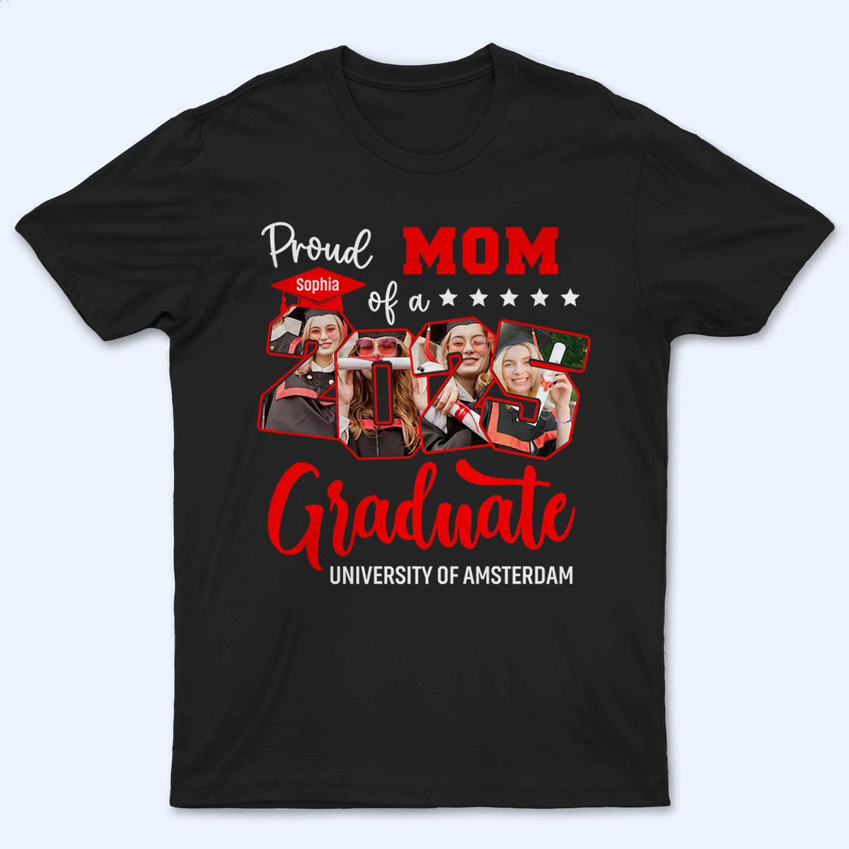 Custom Photo Proud Family Of 2025 Senior Graduation - Personalized Custom T Shirt - Gift for Grandma, Grandpa, Mom, Dad, Brother, Sister, Aunt, Uncle