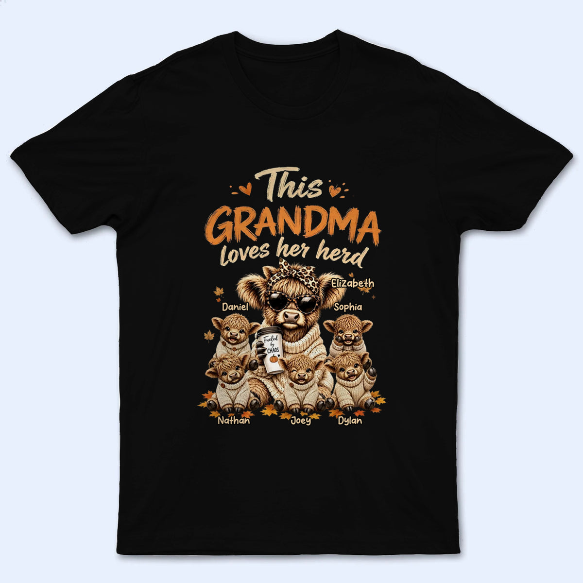 This Grandma Loves Her Herd Fall Season - Personalized Custom T Shirt - Fall/Autumn Gift for Grandma/Nana/Mimi, Mom, Wife