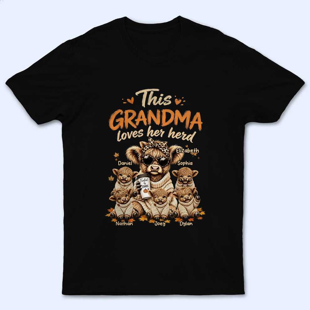 This Grandma Loves Her Herd Fall Season - Personalized Custom T Shirt - Fall/Autumn Gift for Grandma/Nana/Mimi, Mom, Wife