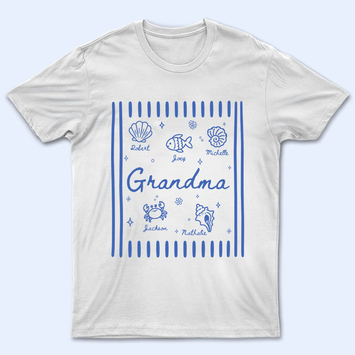 Blue Retro Summer Grandma - Personalized Custom Shirt - Summer Gift For Mom, Grandma