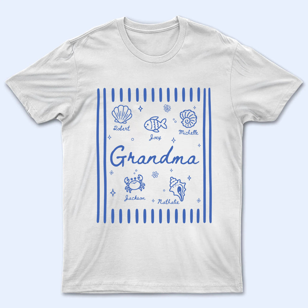 Blue Retro Summer Grandma - Personalized Custom Shirt - Summer Gift For Mom, Grandma