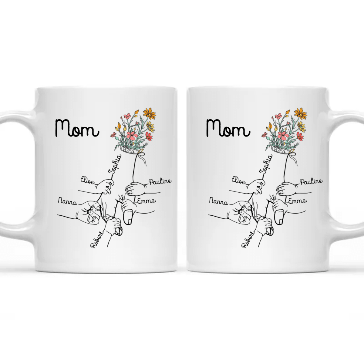 Holding Mom's Hand - Personalized Mug - Gift for Mom, Wife, Grandma, Mother's Day